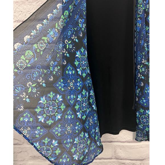 Catherines Womens 0X Artsy Boho Career Eclectic Sheer Paisley Duster Cardigan - Picture 5 of 11